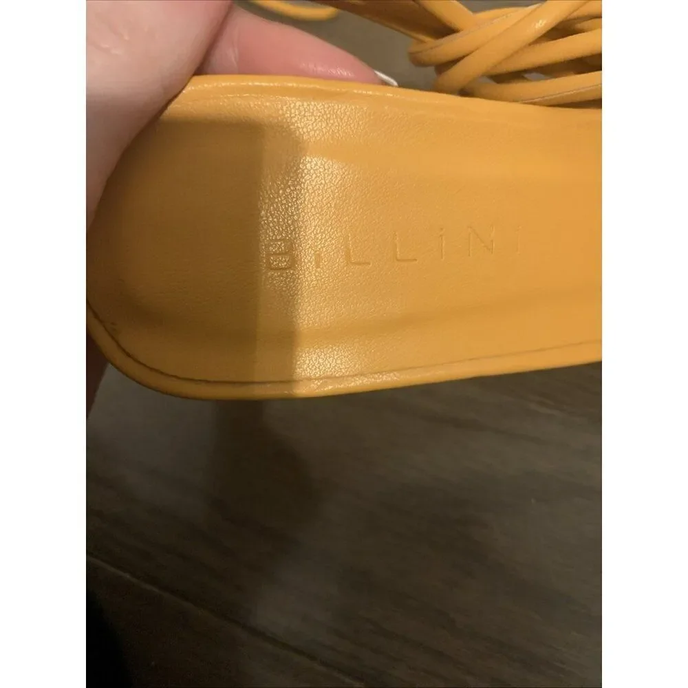 Billini NWT Katrina Solid Mandarin Orange Heeled Strappy Sandals 8 Vegan Leather